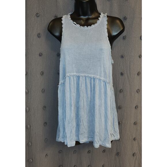 POL Racerback Knit Tank Top Womens Small S Blue Sweet And Simple Babydoll Boho - Picture 1 of 9